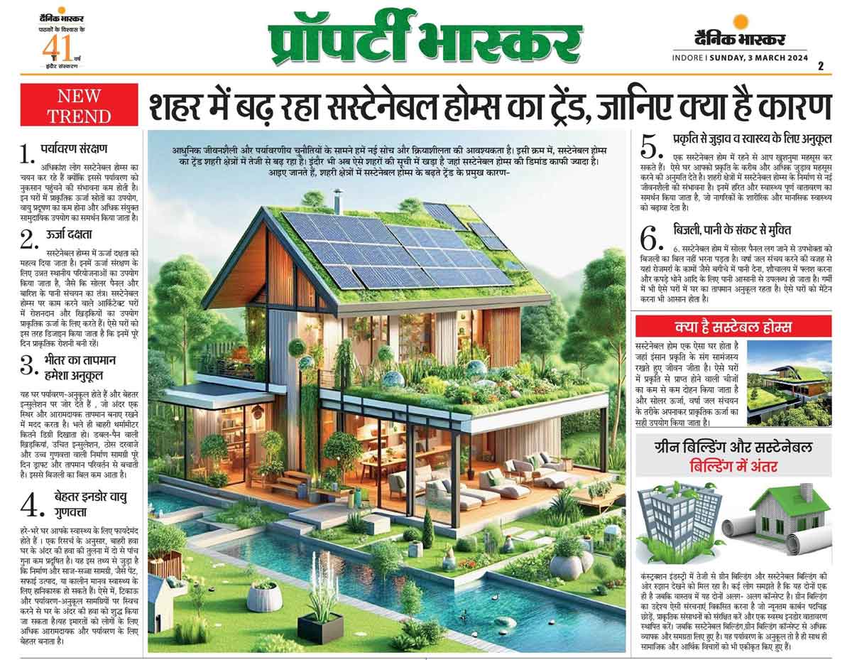 Indore shifts towards Sustainable Houses